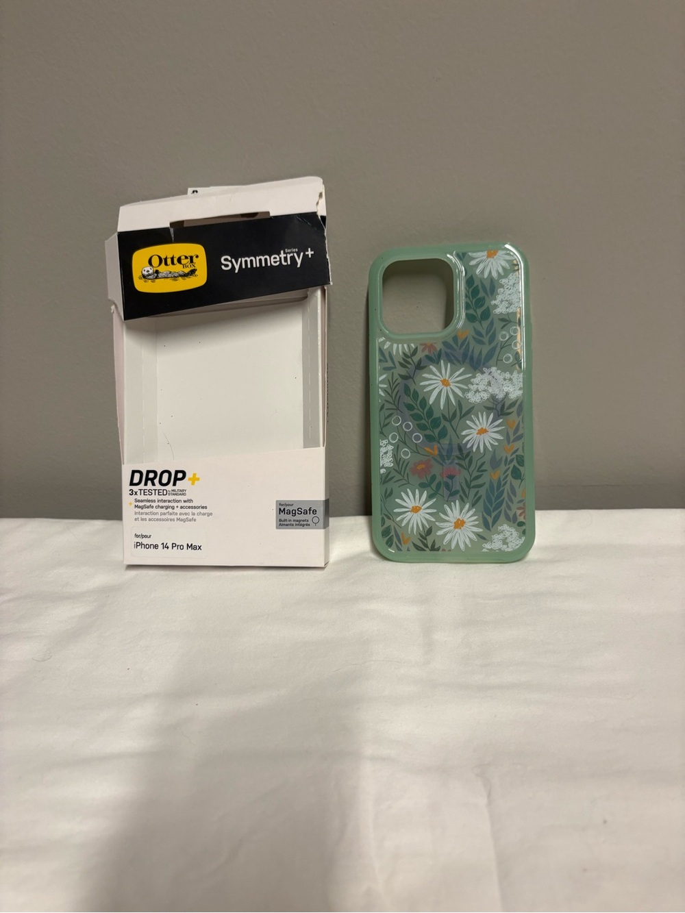 OtterBox Symmetry+ Mint Green Floral iPhone 14 Pro Max Case